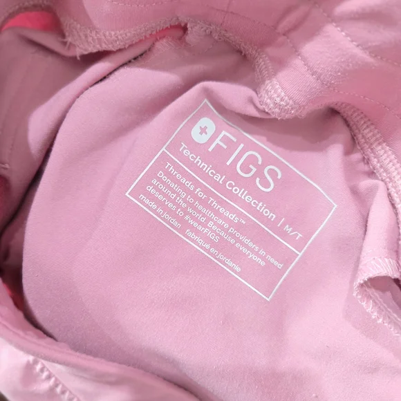 Figs Pink Jogger Bottoms with Hot Pink Drawstrings - Picture 4 of 7